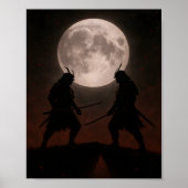 Epic Samurai Duel Under Full Moon Poster (Devant)
