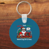 Epic Santa s Support Tech Rebooting IT Computer Sleutelhanger (Voorkant)