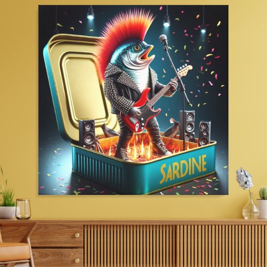  Epic Sardine Punk Rebel Guitar Ocean Legend Canvas Afdruk (Insitu (Woonkamer))