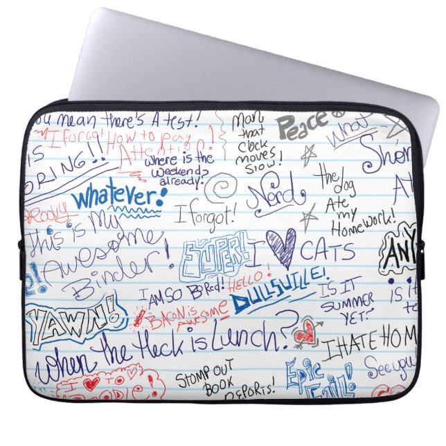 Epic School Doodles Laptop Sleeve (Voorkant)
