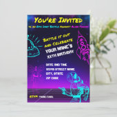 Epic Space Dart Blaster Verjaardagsfeest uitnodigi Kaart (Staand voorkant)