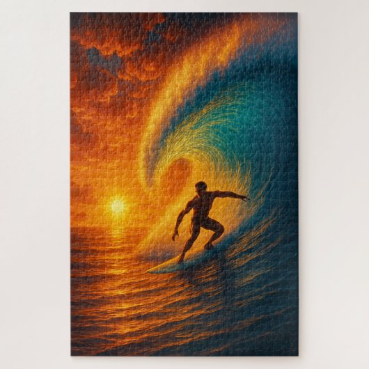 Epic Sunset Wave Surfer - Ocean Jigsaw Puzzle (Vertical)