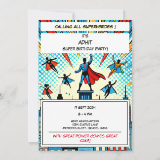 Epic Superhero Anniversaire Fête Invitation