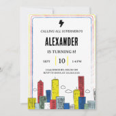 Epic Superhero Invitation | Boys Comic Book Party Kaart (Voorkant)