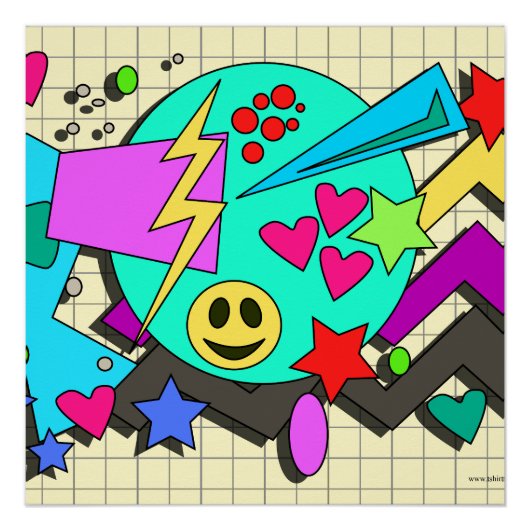 Epic Toon Neon Happy Vibes Flashback Art Perfect Poster (Voorkant)