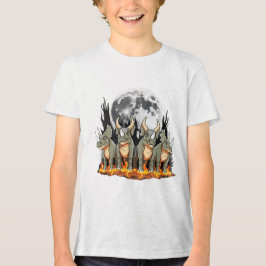 Epic Triceratops Dinosaur – Fiery Moonlight Prehis Tri-Blend Shirt