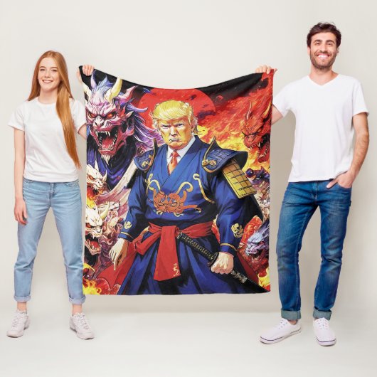 Epic Trump Samurai Anime Fleece Deken (In situ)