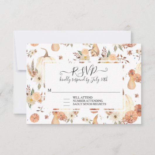Épice citrouille Automne Feuilles Mariage RSVP (Devant)