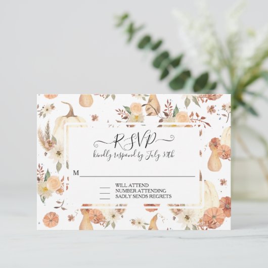 Épice citrouille Automne Feuilles Mariage RSVP (Debout devant)