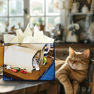 Épicerie Papier Sac Chat Cuisine Bleu