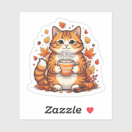 Épices citrouilles et chats - Automne Sticker pour (Feuille)