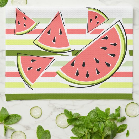 Épices de pastèque serviette de cuisine en texte m (Plié)