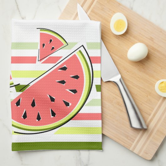 Épices de pastèque serviette de cuisine en texte m (Quart Plié)