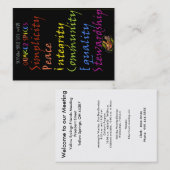 Épices de quaker - carte bienvenue (Devant / Derrière)