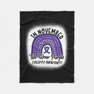 Epilepsie Bewustheid Bleekte regenboogribbon Paars Fleece Deken