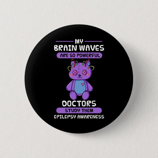 Epilepsie Bewustmaking Paars Epileptisch Brain Epi Ronde Button 5,7 Cm (Voorkant)