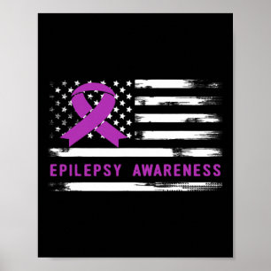 Epilepsie Bewustzijn Amerikaanse vlag Paarse lint Poster