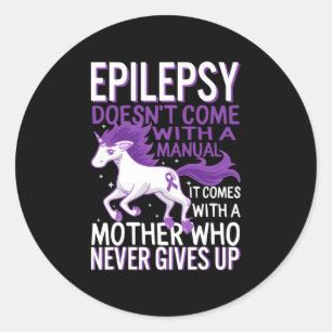Epilepsie Bewustzijn Eenhoorn Paarse Lint Aanval D Ronde Sticker