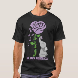 Epilepsie Bewustzijn Geloof Hoop Liefde Bloem Olif T-shirt
