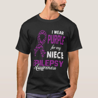 Epilepsie Bewustzijn Ik Draag Paarse voor mijn nic T-shirt