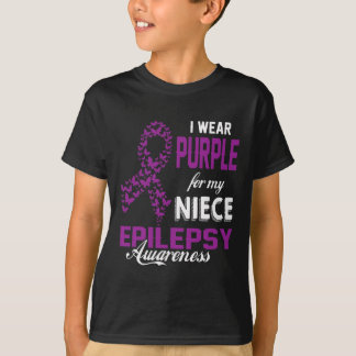 Epilepsie Bewustzijn Ik Draag Paarse voor mijn nic T-shirt