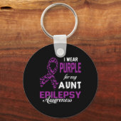 Epilepsie Bewustzijn Ik Draag Paarse voor mijn tan Sleutelhanger (Voorkant)