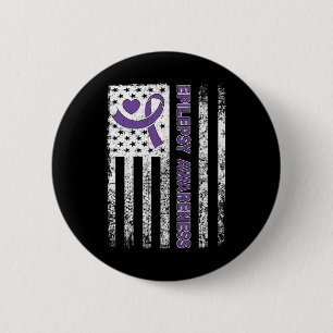 Epilepsie Bewustzijn Vlag Paarse Lint Epilepsie Oo Ronde Button 5,7 Cm