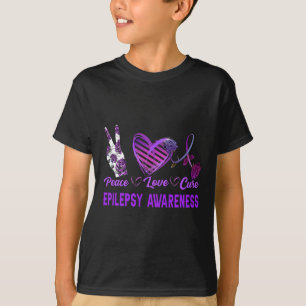 Epilepsie Bewustzijn Vrede Liefde Cure Paarse Gift T-shirt