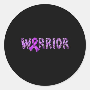 Epilepsie Bewustzijn Warrior Paarse Lint Luipaard Ronde Sticker
