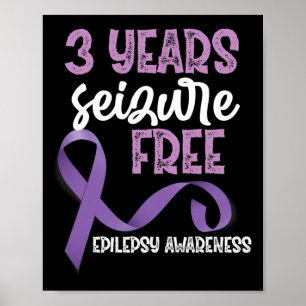 Epilepsie bewustzijnslint 3 Jaar Aanval Vrij Poster