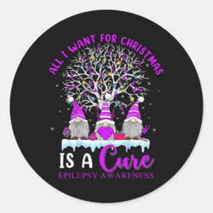 Epilepsie Bewustzijnsornament Kerstboom Kabouters Ronde Sticker