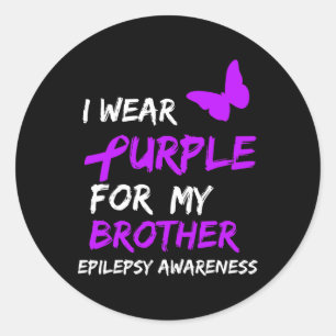 Epilepsie Ik Draag Paars Voor Mijn Broer Lint Ronde Sticker