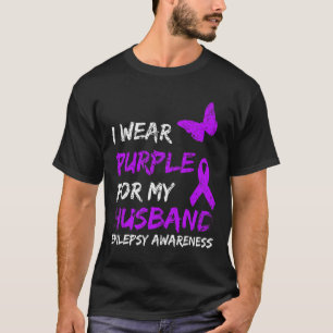 Epilepsie Ik Draag Paars Voor Mijn Echtgenoot Lint T-shirt