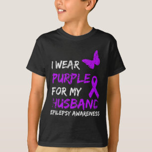 Epilepsie Ik Draag Paars Voor Mijn Husbynd Lint T-shirt