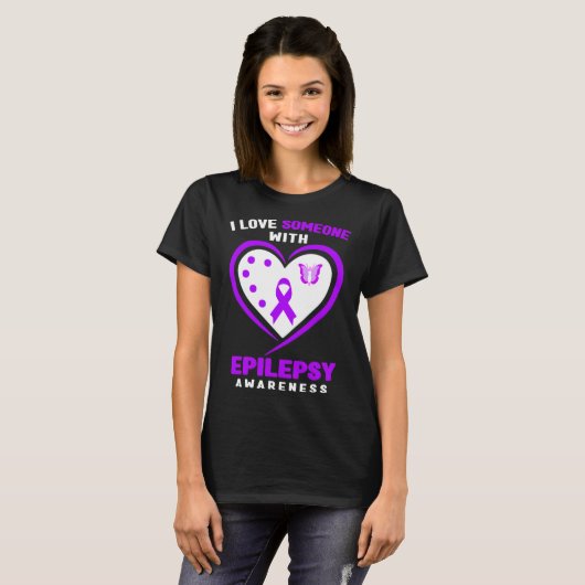 Epilepsie - Ik hou van iemand met epilepsiebewustz T-shirt (Voorkant volledig)