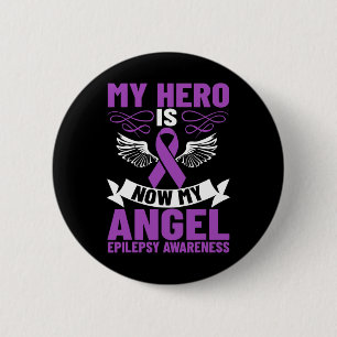 Epilepsie Lint Mijn Held Is Nu Mijn Engel Epilepsi Ronde Button 5,7 Cm
