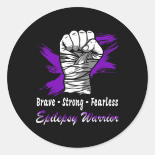 Epilepsie Strijder Paarse lint Epilepsie Su Ronde Sticker