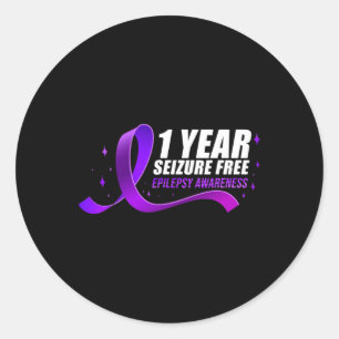 Epilepsiebewustzijn 1 jaar aanvalsvrij lint 1 ronde sticker