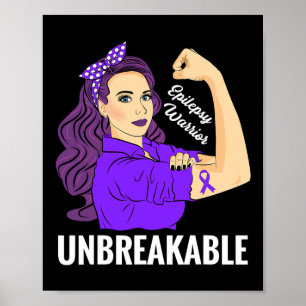 Epilepsiebewustzijn Epileptische Paarse Lint Krijg Poster