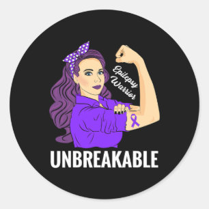 Epilepsiebewustzijn Epileptische Paarse Lint Krijg Ronde Sticker