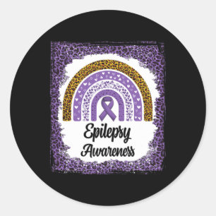 Epilepsiebewustzijn Gebleekte Regenboog Luipaard P Ronde Sticker