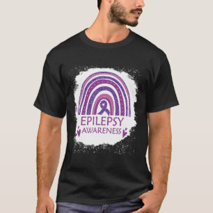 Epilepsiebewustzijn Gebleekte Regenboog Paarse Lin T-shirt