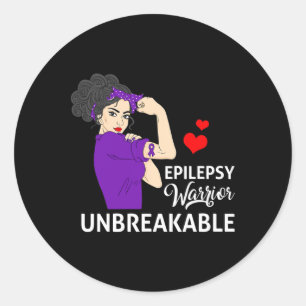 Epilepsiebewustzijn Krijger Onbreekbaar Sterke Vro Ronde Sticker