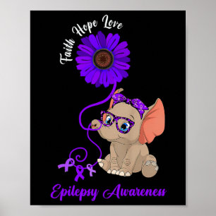 Epilepsiebewustzijn Olifant Geloof Hoop Liefde Zon Poster