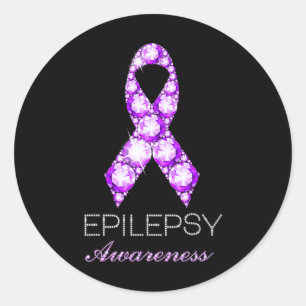 Epilepsiebewustzijn Paarse Lint Epilepsiebewustzij Ronde Sticker