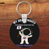 Epilepsiebewustzijn paarse lint - Ruimtethema EP Sleutelhanger (Voorkant)