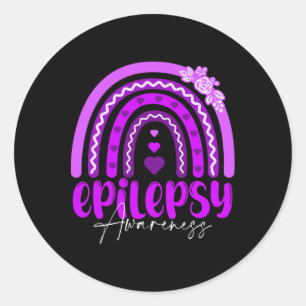 Epilepsiebewustzijn-regenboog Paars .co Ronde Sticker