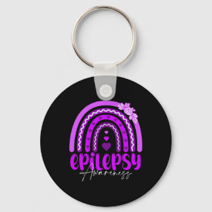 Epilepsiebewustzijn-regenboog Paars .co Sleutelhanger