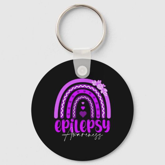 Epilepsiebewustzijn-regenboog Paars .co Sleutelhanger (Voorkant)