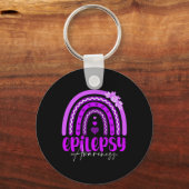 Epilepsiebewustzijn-regenboog Paars .co Sleutelhanger (Voorkant)